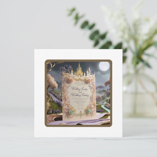 Whimsical Castle Wedding Einladung: Eine Märchen F Einladung (Stehend Vorderseite)