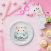 Whimsical Cat Adventure Birthday Paper Plate Pappteller (Party)