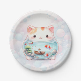Whimsical Cat Adventure Birthday Paper Plate Pappteller
