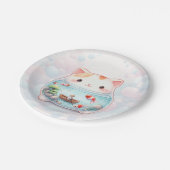 Whimsical Cat Adventure Birthday Paper Plate Pappteller (Schrägansicht)