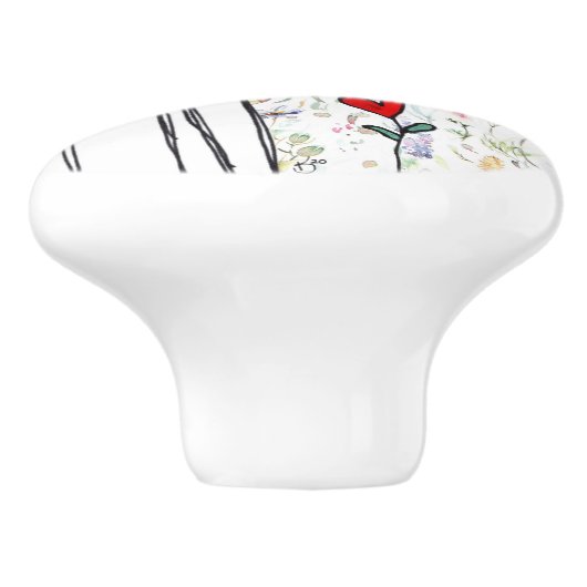 Whimsical Cat and Bee Door Knob Keramikknauf (Seitenansicht)