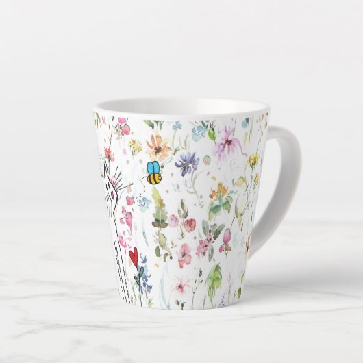 Whimsical Cat and Bee Latte Tasse (Rechte Ecke)