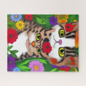 Whimsical Cat and Kitten Folk Colorful Puzzle (Horizontal)