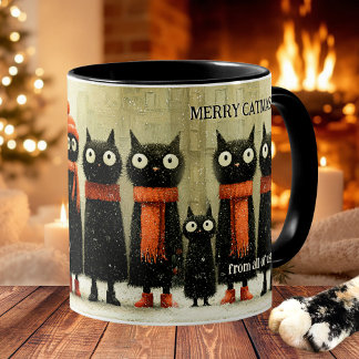 Whimsical Cat Art Fröhliche Catmas Weihnachten Kaffeetasse