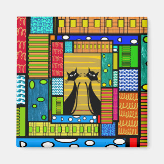 Whimsical Cat Art Geschenke Magnet