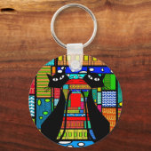 Whimsical Cat Art Geschenke Schlüsselanhänger (Vorderseite)