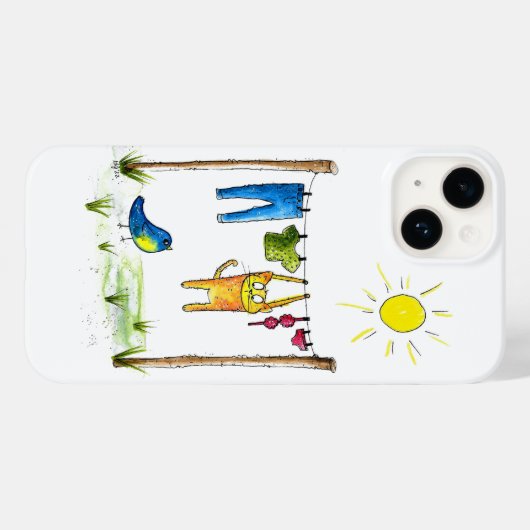 Whimsical Cat auf einer Wäscheleine Case-Mate iPhone Hülle (Rückseite (Horizontal))