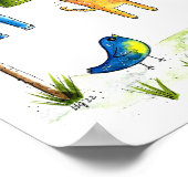 Whimsical Cat auf einer Wäscheleine Poster (Ecke)