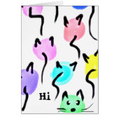 Whimsical Cat Balloons Hi Blank Inside Notecard (Vorne)