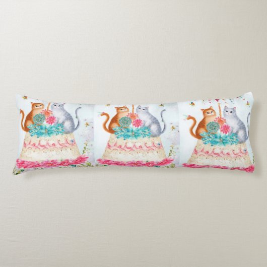 Whimsical Cat Birthday Celebration Seitenschläferkissen (Vorderseite)