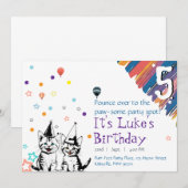 Whimsical Cat Birthday Einladung (Vorne/Hinten)