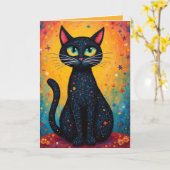 Whimsical Cat Blank DICT Text Karte (Gelbe Blume)