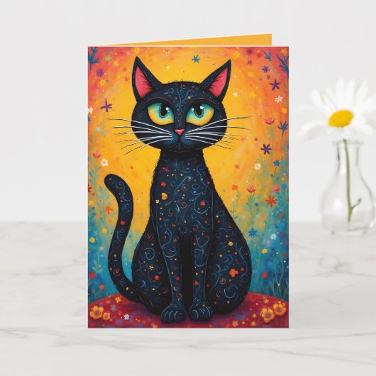 Whimsical Cat Blank DICT Text Karte (Kleine Pflanze)