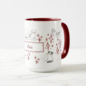 Whimsical Cat Custom Name Tasse (VorderseiteRechts)