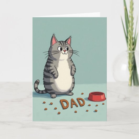 Whimsical Cat Dad Leckerli Karte (Vorderseite)