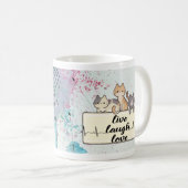 Whimsical Cat & Dandelion: Blumenkunst Kaffeetasse (VorderseiteRechts)