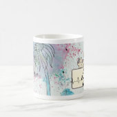 Whimsical Cat & Dandelion: Blumenkunst Kaffeetasse (Mittel)