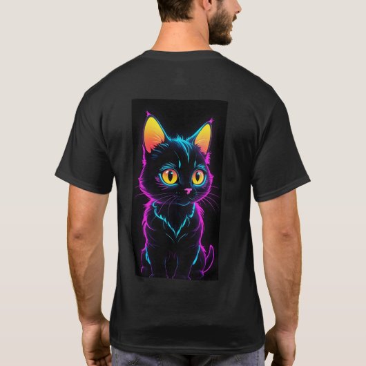 Whimsical Cat Dream CollBasic Dark T - Shirt (Rückseite)