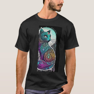 Whimsical Cat Elegance: Lebhaftes Design von T - S T-Shirt