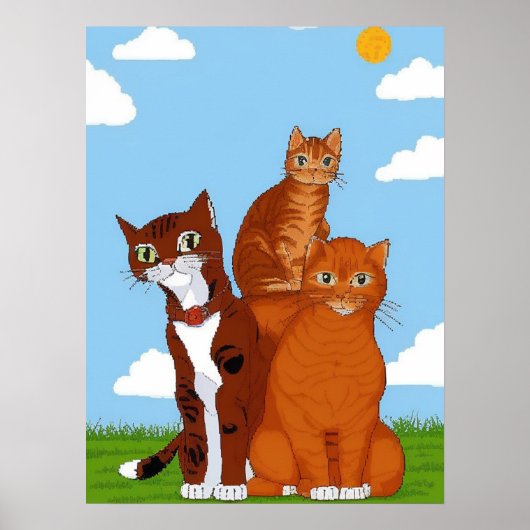 Whimsical Cat Family Poster - druckbare Wall Art (Vorne)