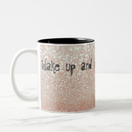 Whimsical Cat Glittery Weckte auf und Make-up Zweifarbige Tasse (Links)