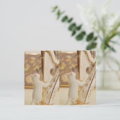 Whimsical Cat Harpist – Postcard Postkarte (Stehend Vorderseite)