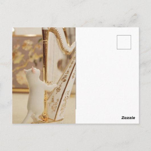Whimsical Cat Harpist – Postcard Postkarte (Rückseite)