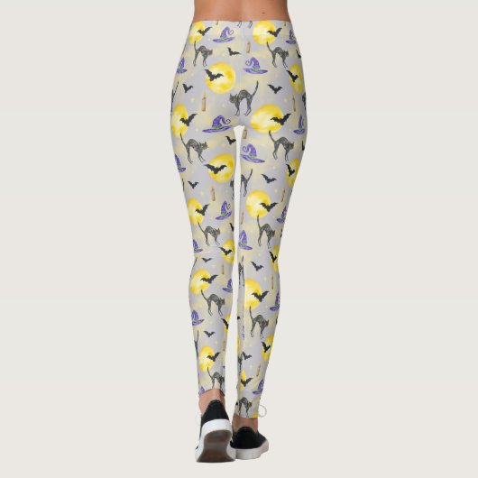 Whimsical Cat & Hexenhut Halloween Leggings (Rückseite)