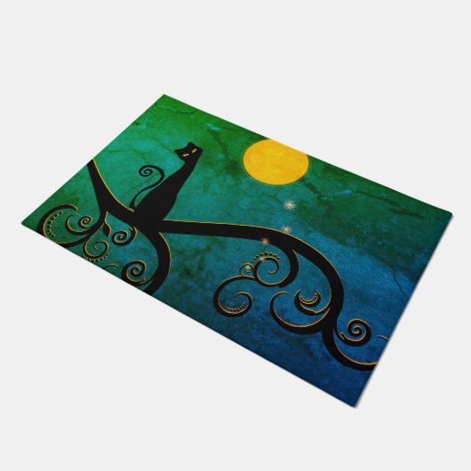 Whimsical Cat Illustration Fußmatte (Schrägansicht)