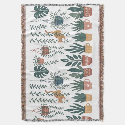 Whimsical Cat in der Pflanze Reben Parent Blanke Decke (Vorderseite Vertikal)