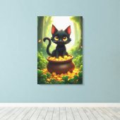 Whimsical Cat in einem Pot aus Gold Leinwanddruck (Insitu (Holzboden))