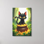 Whimsical Cat in einem Pot aus Gold Leinwanddruck (Vorderseite)