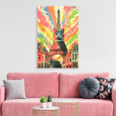 Whimsical Cat in Paris - Eiffelturm Kunst Leinwanddruck (Insitu (Wohnzimmer))
