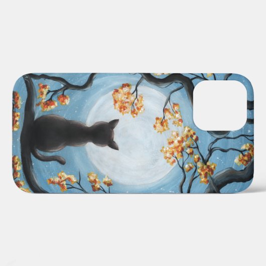 Whimsical Cat in Tree Full Moon Malerei Case-Mate iPhone Hülle (Rückseite (Horizontal))