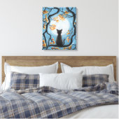 Whimsical Cat in Tree Full Moon Malerei Leinwanddruck (Insitu (Schlafzimmer))