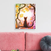 Whimsical Cat in Tree Vollmond Malerei Kunst Leinwanddruck (Insitu (Wohnzimmer))