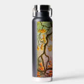 Whimsical Cat in Tree Vollmond Malerei Kunst Trinkflasche (Vorne)