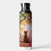 Whimsical Cat in Tree Vollmond Malerei Kunst Trinkflasche (Links)