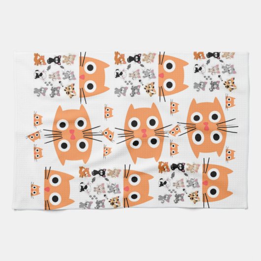 Whimsical Cat Kitchen Handtuch (Horizontal)