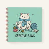 Whimsical Cat Knitting Art Sketchbook Soft Blue Notizblock (Vorderseite)