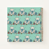 Whimsical Cat Knitting Art Sketchbook Soft Blue Notizblock (Rückseite)