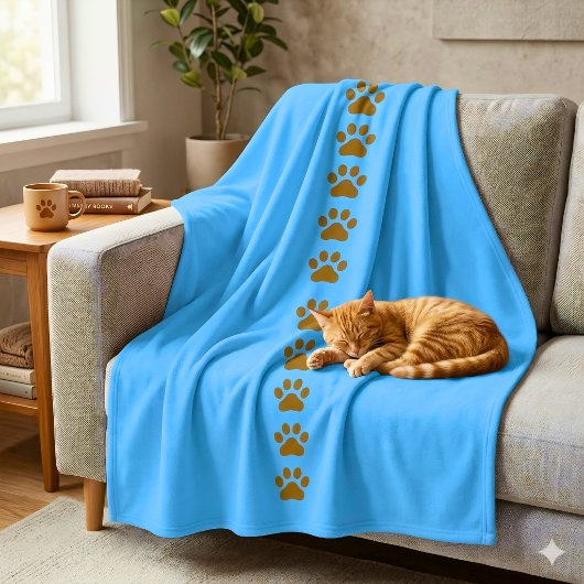 Whimsical Cat Lover Blau Fleecedecke