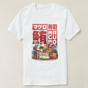 Whimsical Cat Maguro Tuna Sushi Workshop T-Shirt