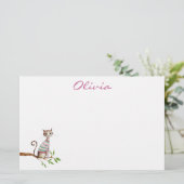 Whimsical Cat Mama Cat Lover Niedliche Wasserfarbe Briefpapier (Stehend Vorderseite)