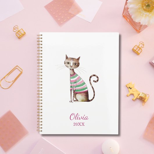 Whimsical Cat Mama Niedlich Watercolor Custom Cat Planer