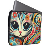 Whimsical Cat Mexican Folk Art Talavera Style Laptopschutzhülle (Vorne Rechts)