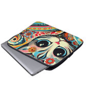 Whimsical Cat Mexican Folk Art Talavera Style Laptopschutzhülle (Vorne Knopf)