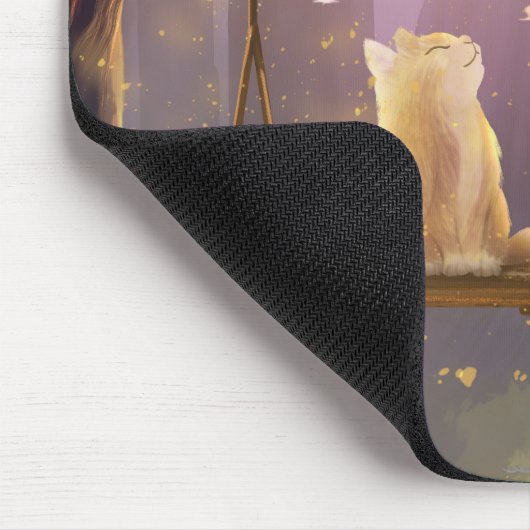 Whimsical Cat on a Swing Mouse Pad Mousepad (Ecke)