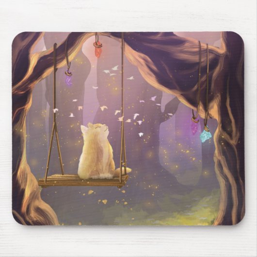 Whimsical Cat on a Swing Mouse Pad Mousepad (Vorne)