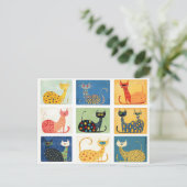Whimsical Cat Parade Postkarte (Stehend Vorderseite)